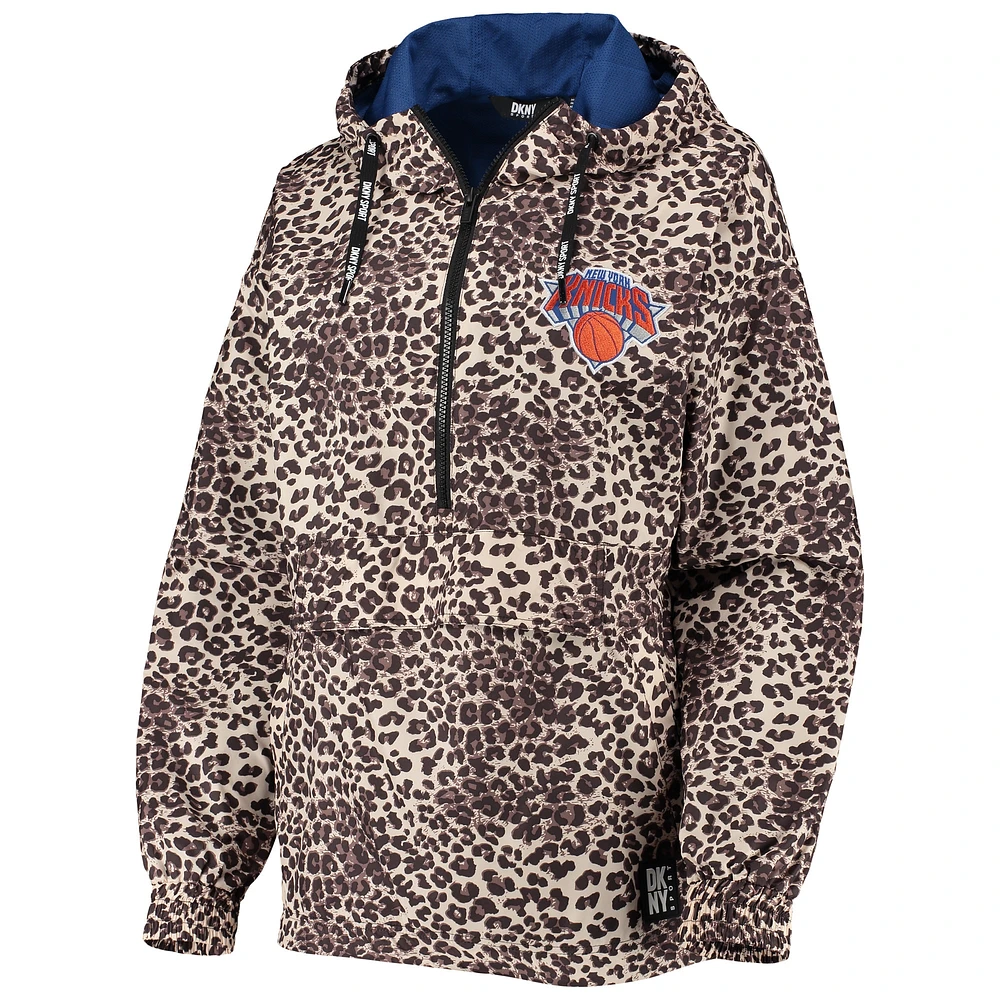 G-III Sports by Carl Banks Leopard New York Knicks Gabriella Windbreaker Half-Zip Hoodie