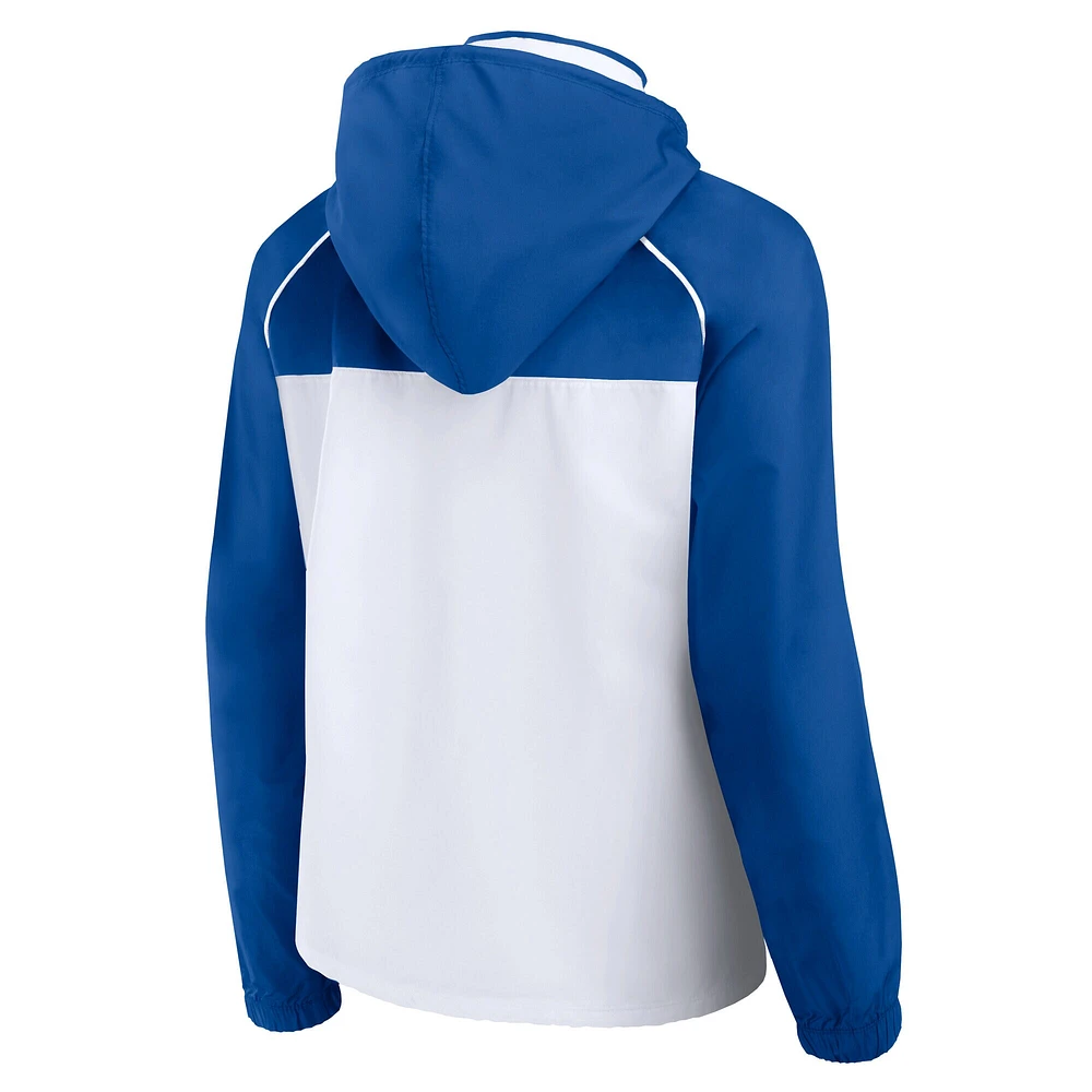 Women's Fanatics White/Blue New York Knicks Anorak Raglan Full-Zip Hoodie Jacket