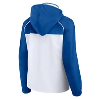Women's Fanatics White/Blue New York Knicks Anorak Raglan Full-Zip Hoodie Jacket