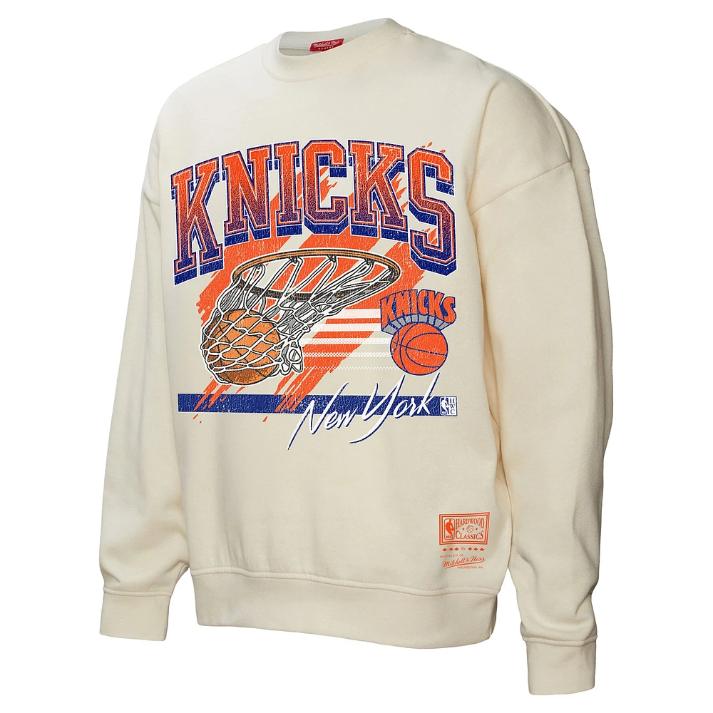 Sweat-shirt à capuche pour femme Mitchell & Ness Cream New York Knicks Brush Bucket