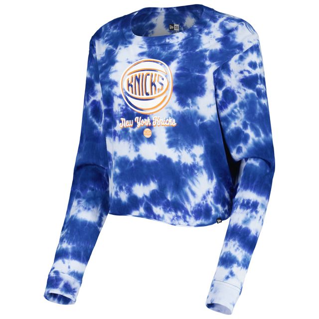 T-shirt à manches longues court bleu New York Knicks Era pour femme