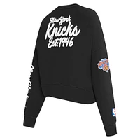 Women's Pro Standard Black New York Knicks Paint The City Cropped Pullover Sweatshirt