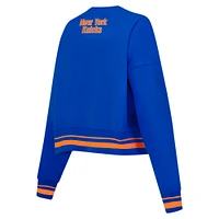 Women's Pro Standard Blue New York Knicks Area Code Cropped Pullover Sweatshirt