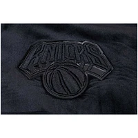 Women's Pro Standard New York Knicks Triple Black Velour Full-Zip Hoodie