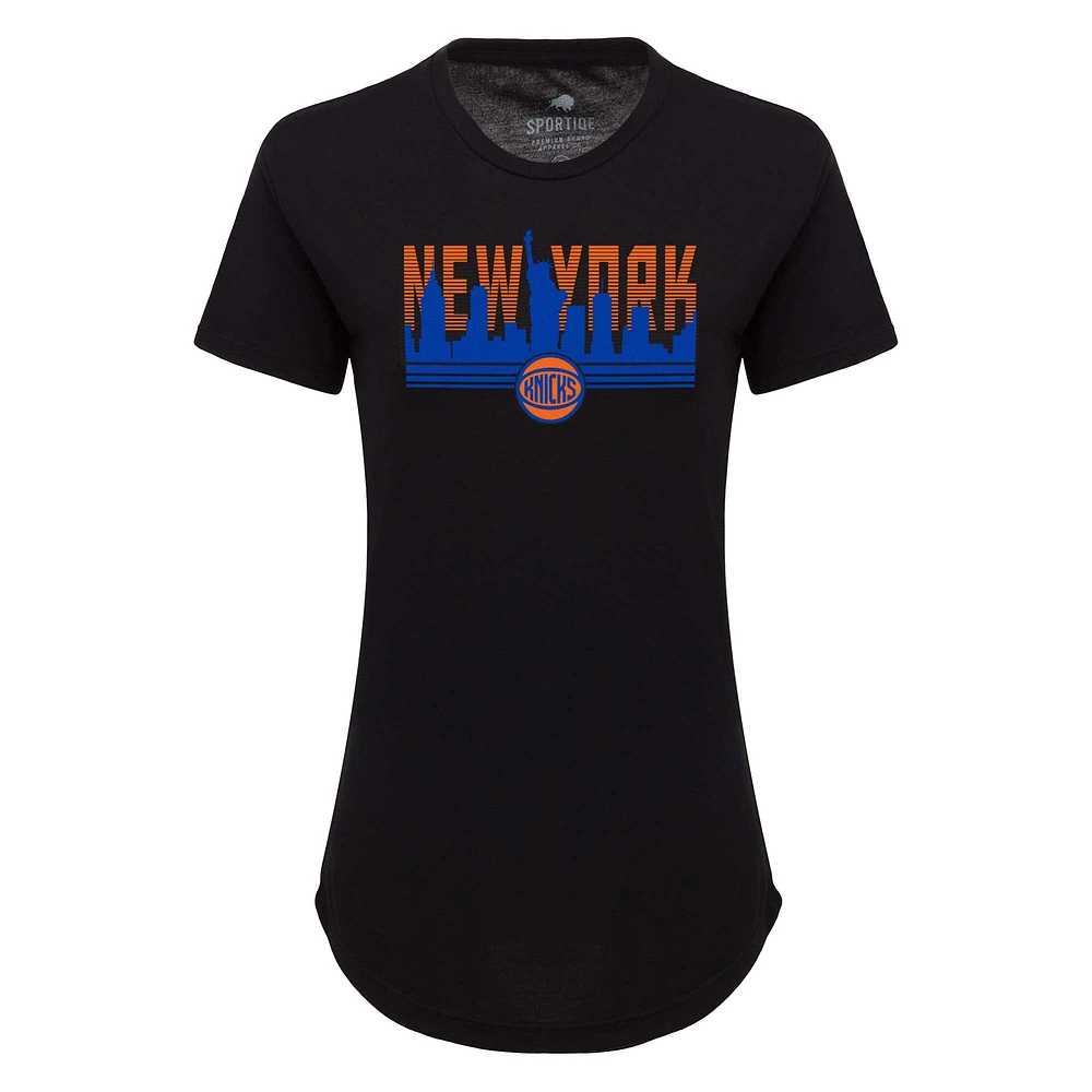 Women's Sportiqe Black New York Knicks Phoebe Super Soft Tri-Blend T-Shirt