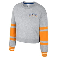 Women's Stadium Essentials Heather Gray New York Knicks 2024/25 City Edition Scrimmage Cropped Pullover Sweatshirt