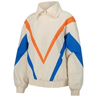Women's Terez White New York Knicks Retro Chevron Ripstop Quarter-Zip Windbreaker Jacket