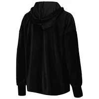 Women's Touch Black New York Knicks End Line Velour Pullover Hoodie