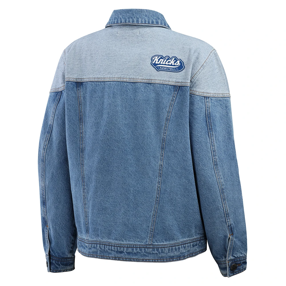 Women's WEAR by Erin Andrews Blue New York Knicks Full-Button Denim Jacket