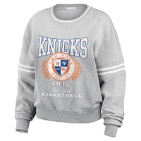 Women's WEAR by Erin Andrews Heather Gray New York Knicks French Terry Pullover Sweatshirt