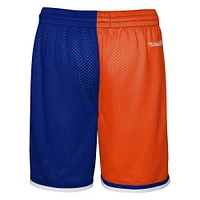 Youth Mitchell & Ness Orange/Blue New York Knicks Hardwood Classics Big Face 5.0 Shorts