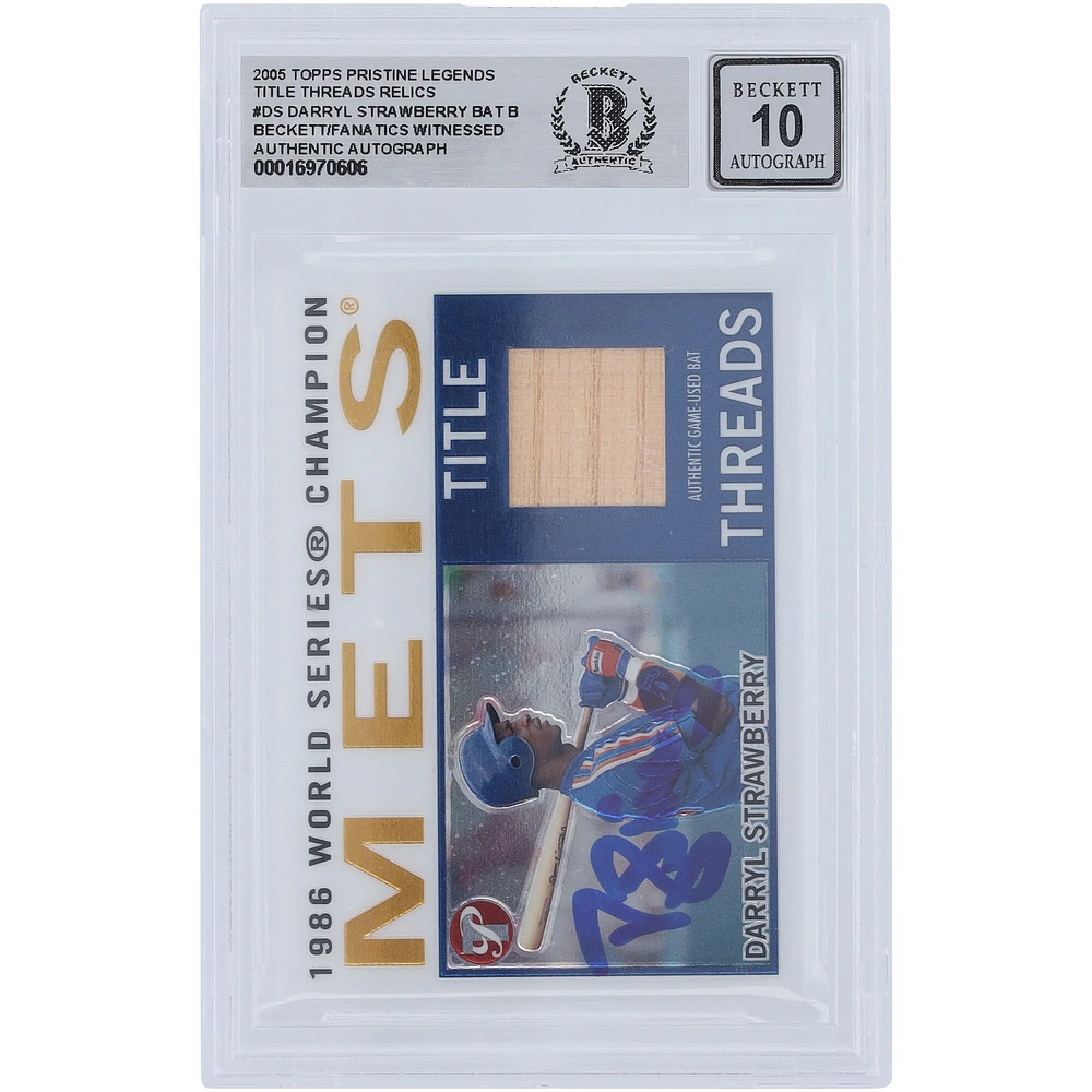 Darryl Strawberry New York Mets Autographed 2005 Topps Pristine Legends Bat Relic #TT-DS Beckett Fanatics Witnessed Authenticated 10 Card