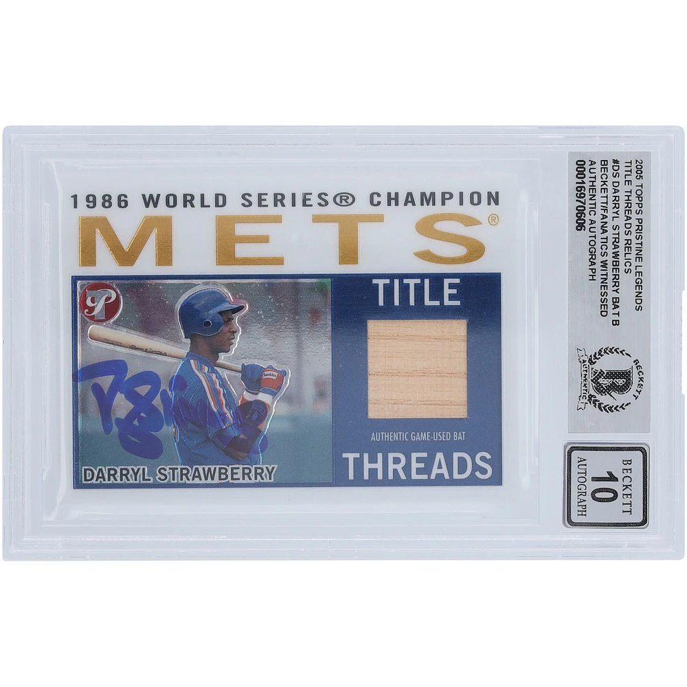 Darryl Strawberry New York Mets Autographed 2005 Topps Pristine Legends Bat Relic #TT-DS Beckett Fanatics Witnessed Authenticated 10 Card
