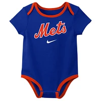 Infant Nike New York Mets Authentic Collection Three-Pack Bodysuit Set