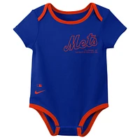 Infant Nike New York Mets Authentic Collection Three-Pack Bodysuit Set