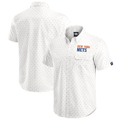 Haut boutonné imprimé crème des Mets de New York pour homme la collection Darius Rucker par Fanatics