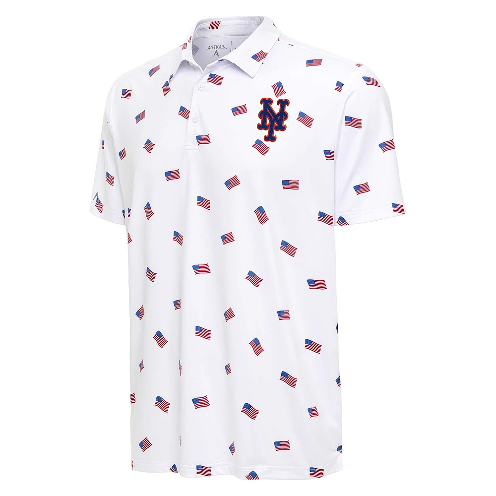 Men's Antigua White New York Mets  Americana Polo