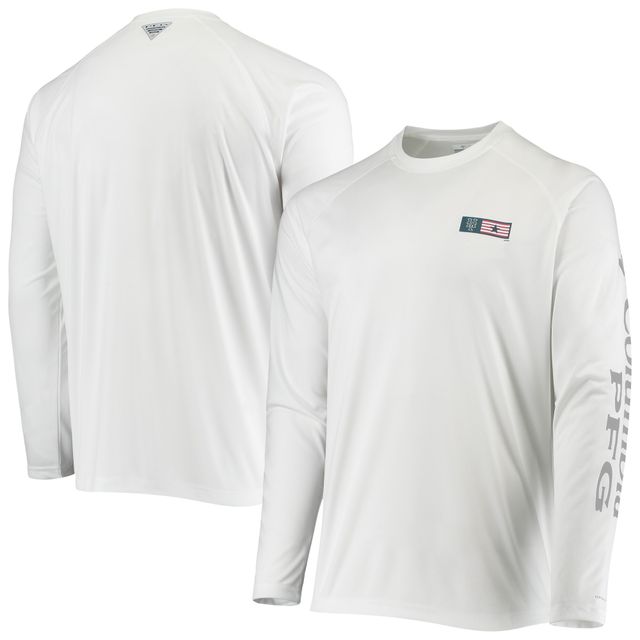 Columbia White New York Mets Americana Terminal Tackle Omni-Shade Raglan T-shirt à manches longues pour homme