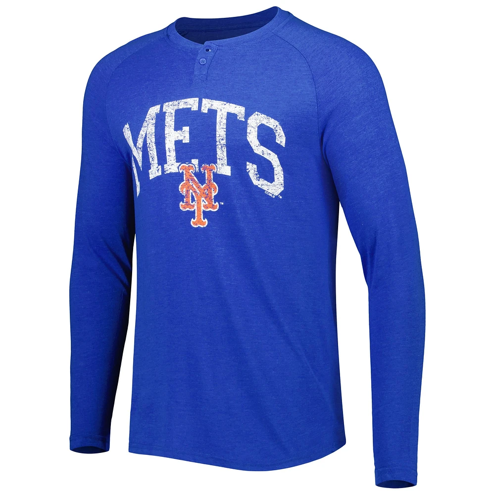 Men's Concepts Sport Royal New York Mets Inertia Raglan Long Sleeve Henley T-Shirt