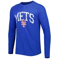 Men's Concepts Sport Royal New York Mets Inertia Raglan Long Sleeve Henley T-Shirt