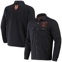 Men's Darius Rucker Collection by Fanatics Black New York Mets Ringstop Full-Snap Shacket