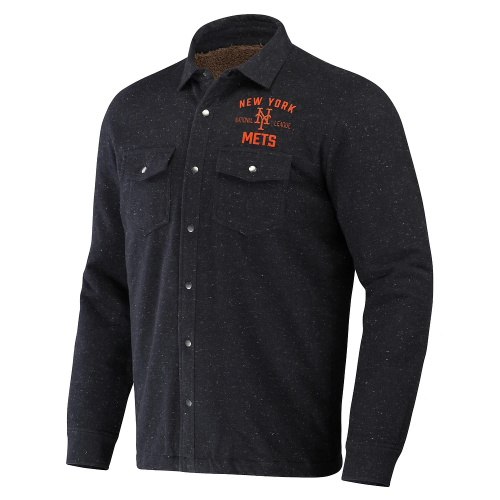 Men's Darius Rucker Collection by Fanatics Black New York Mets Ringstop Full-Snap Shacket