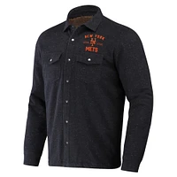 Men's Darius Rucker Collection by Fanatics Black New York Mets Ringstop Full-Snap Shacket
