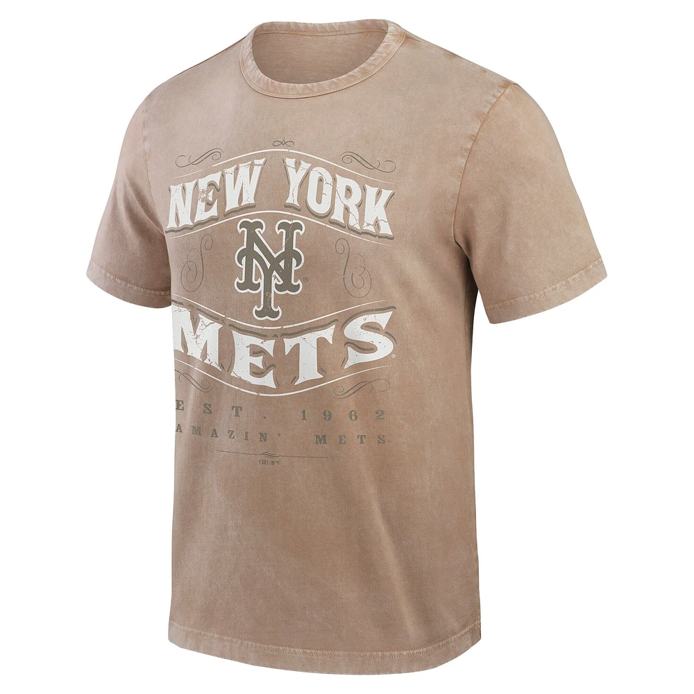 T-shirt pour homme Darius Rucker Collection by Fanatics, couleur beige, délavé, des Mets de New York