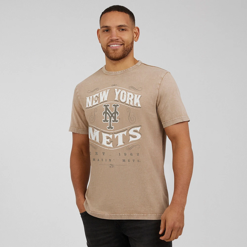 T-shirt pour homme Darius Rucker Collection by Fanatics, couleur beige, délavé, des Mets de New York