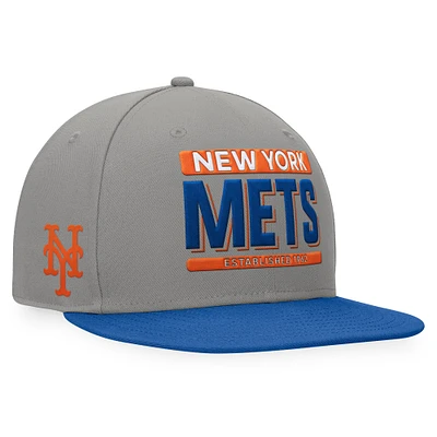 Men's Fanatics Gray/Royal New York Mets Line Drive Two-Tone Snapback Hat