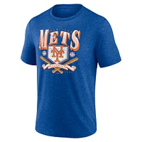 Men's Fanatics Heather Royal New York Mets Home Team Tri-Blend T-Shirt