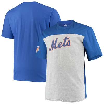 Men's Fanatics Royal/Heathered Gray New York Mets Big & Tall Colorblock T-Shirt