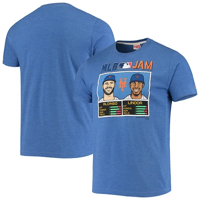 T-shirt à trois mélanges hommage Francisco Lindor et Pete Alonso Royal New York Mets MLB Jam pour hommes
