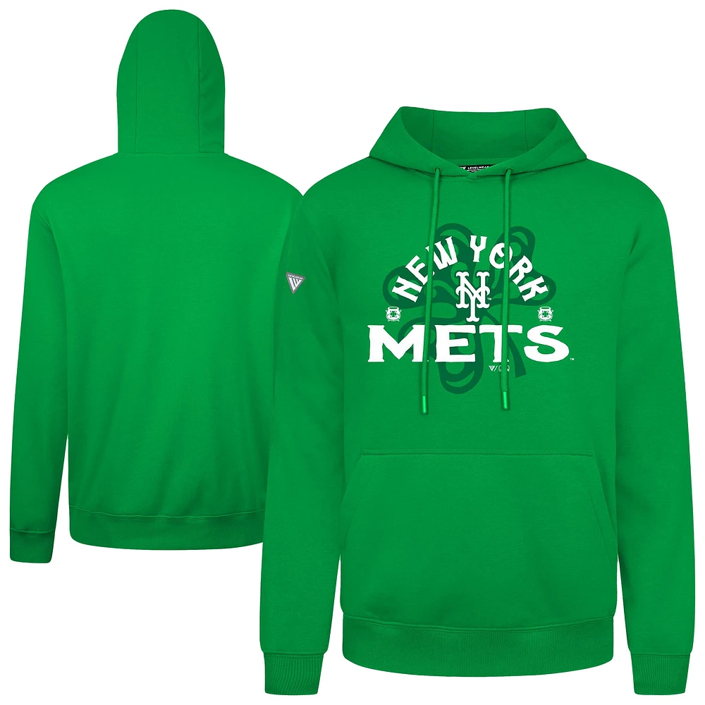 Men's Levelwear Green New York Mets St. Patrick's Day Podium Shamrock Pullover Hoodie