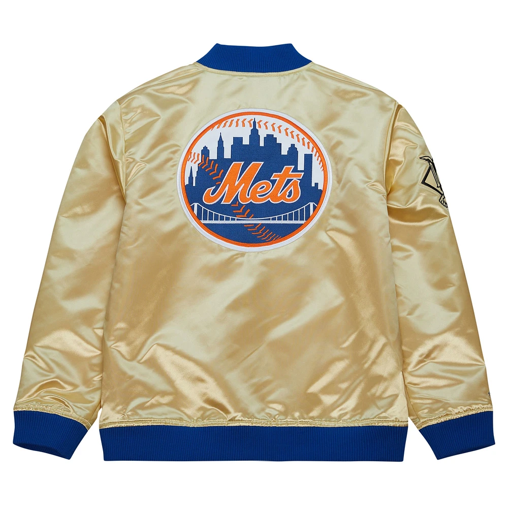 Men's Mitchell & Ness Gold New York Mets OG 2.0 Lightweight Satin Full-Zip Jacket