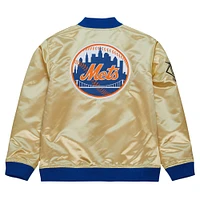 Men's Mitchell & Ness Gold New York Mets OG 2.0 Lightweight Satin Full-Zip Jacket