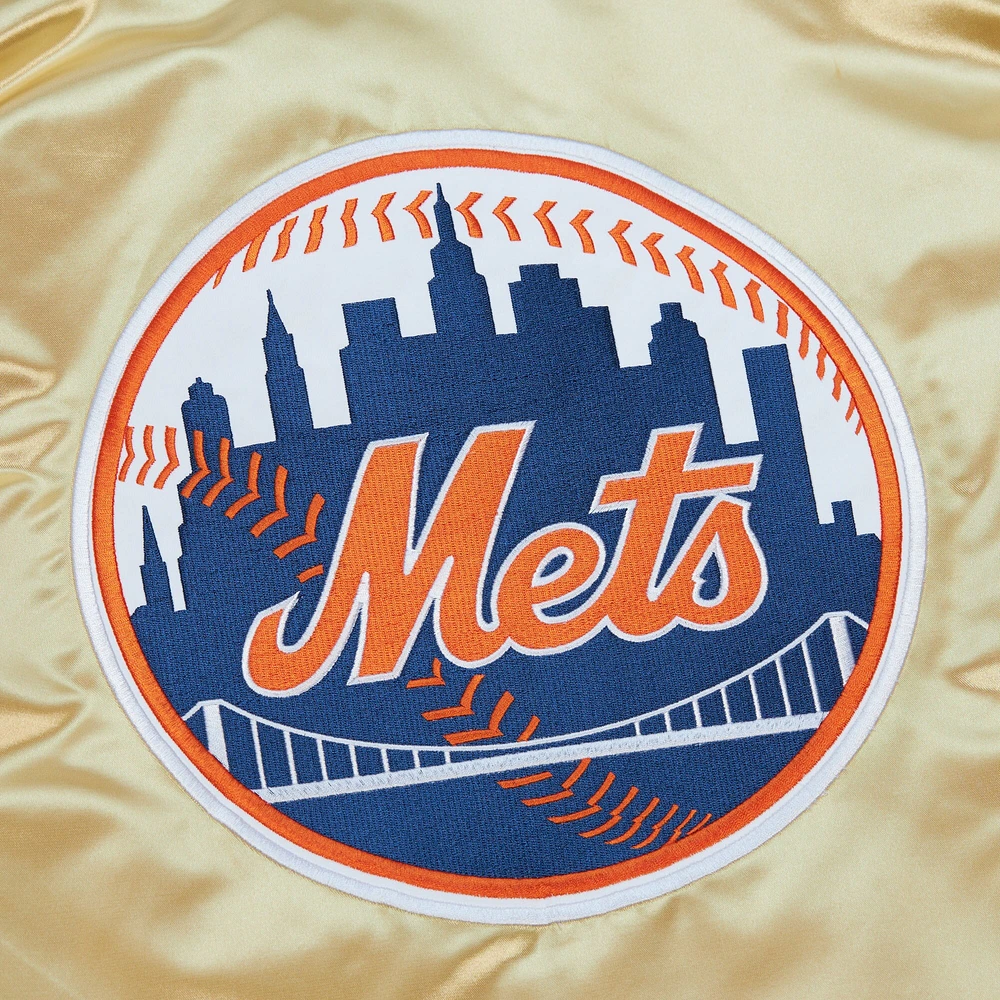 Men's Mitchell & Ness Gold New York Mets OG 2.0 Lightweight Satin Full-Zip Jacket