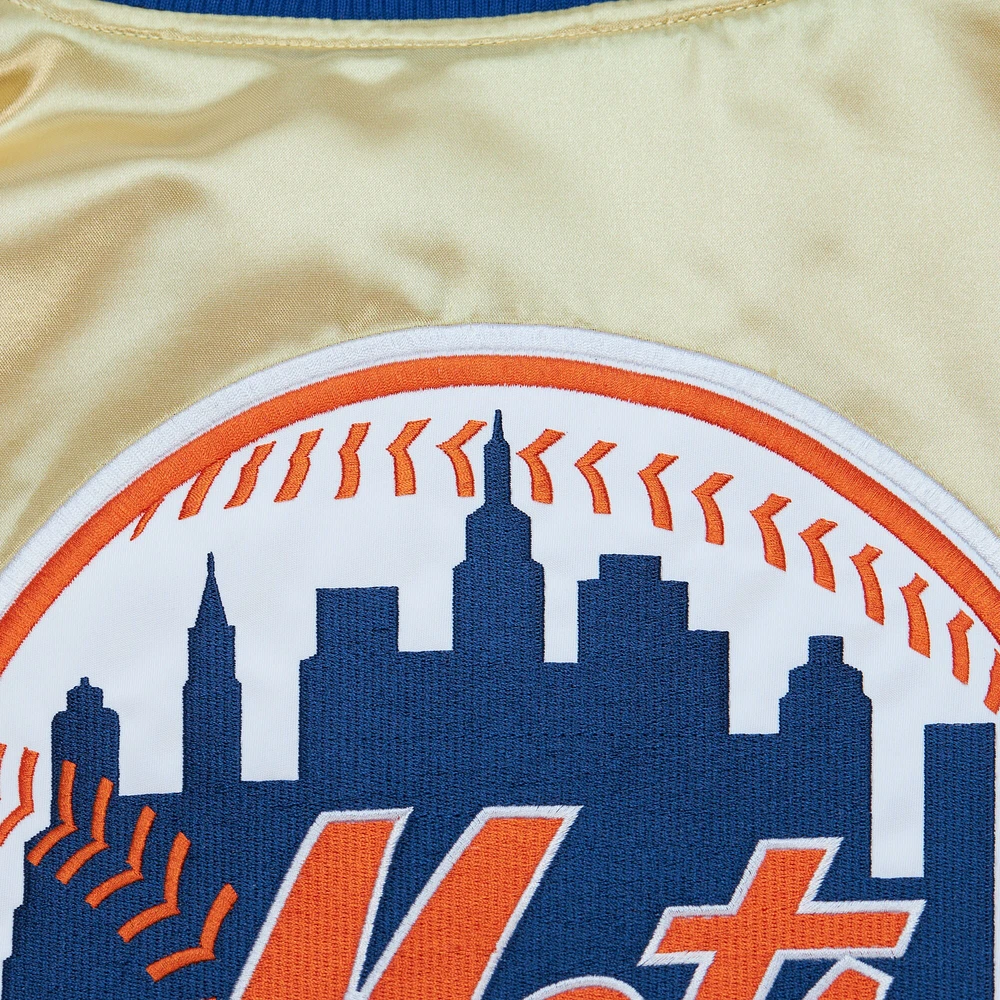 Men's Mitchell & Ness Gold New York Mets OG 2.0 Lightweight Satin Full-Zip Jacket