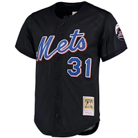 Mitchell & Ness Mike Piazza pour homme Noir New York Mets Big Tall Cooperstown Collection Maillot boutonné en maille