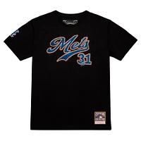Men's Mitchell & Ness Mike Piazza Black New York Mets Cooperstown Collection Player T-Shirt