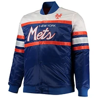 Men's Mitchell & Ness Royal/Orange New York Mets Big Tall Coaches Satin Full-Snap Jacket
