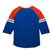 Men's Mitchell & Ness Royal New York Mets Cooperstown Collection Legendary Raglan Slub Henley 3/4-Sleeve T-Shirt