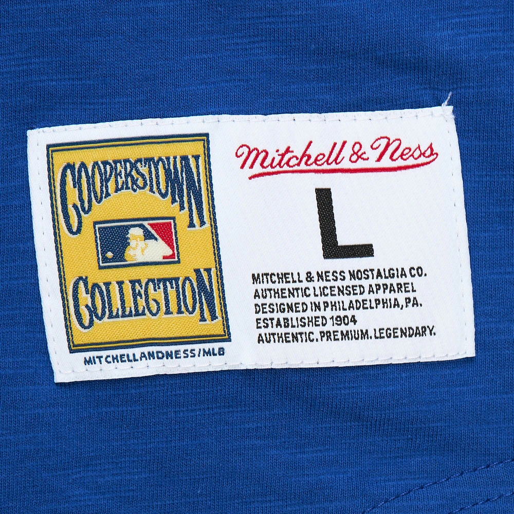 Men's Mitchell & Ness Royal New York Mets Cooperstown Collection Legendary Raglan Slub Henley 3/4-Sleeve T-Shirt