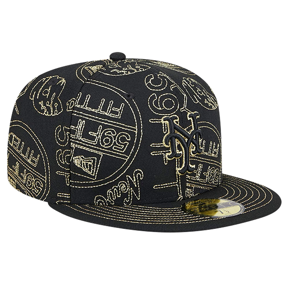 Casquette ajustée New Era York Mets 59FIFTY Day Allover pour hommes