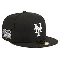 Men's New Era Black York Mets Logo 59FIFTY Fitted Hat