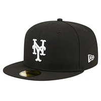Men's New Era Black York Mets Logo 59FIFTY Fitted Hat