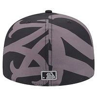 Men's New Era Black York Mets Logo Fracture 59FIFTY Fitted Hat
