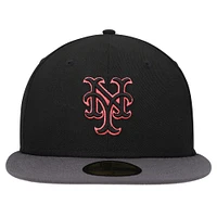Men's New Era Black York Mets MLB x Staple Collection 59FIFTY Fitted Hat