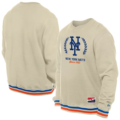 Sweat-shirt à enfiler New Era pour homme, couleur crème, motif York Mets