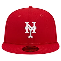 Men's New Era Red York Mets Logo 59FIFTY Fitted Hat